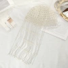 Korean-style pearl top hat, court-style long tassel beaded hat, elegant and elegant bangs hat, wedding dress, hair accessories wholesale details Picture